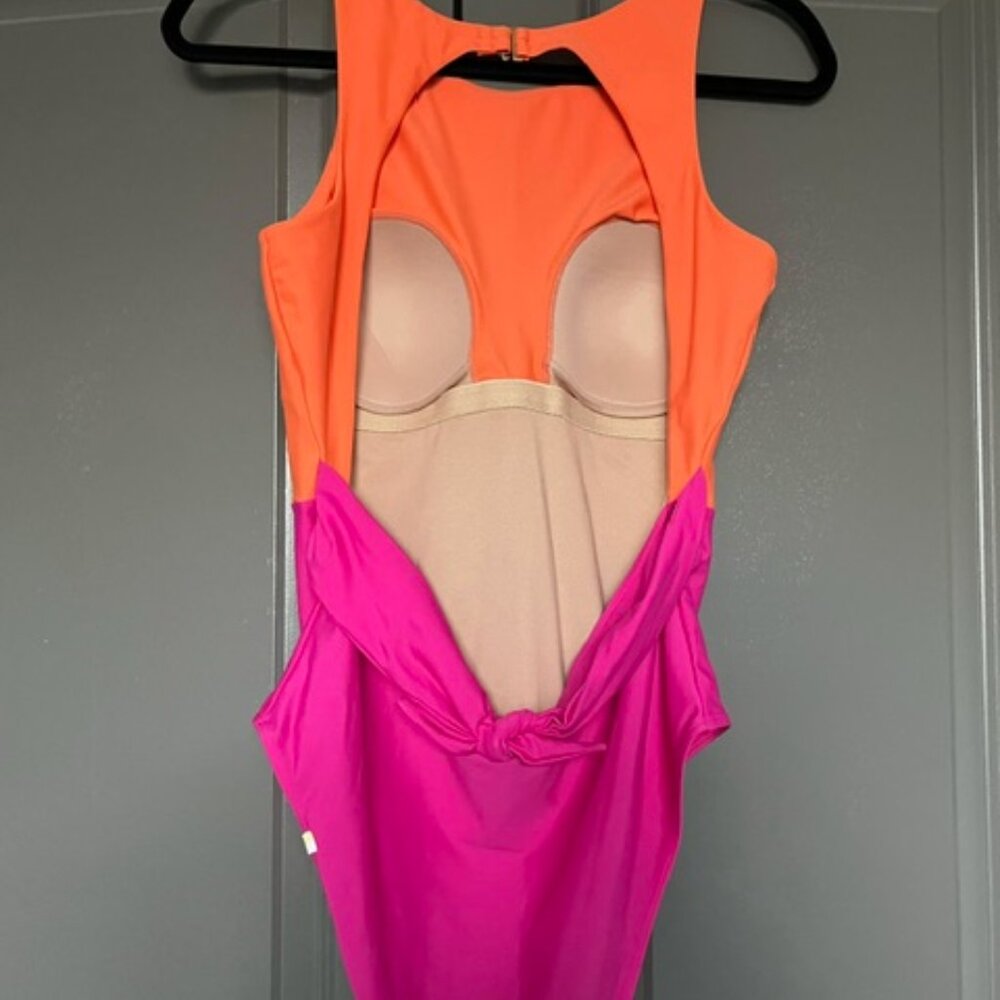 Tie Belted Cove Swimsuit - Hibiscus/Tangerine